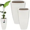 Two white ceramic planters of different sizes are shown. One planter contains a green plant. Náhľad obrázku produktu
