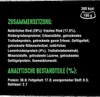 A black background with text detailing the composition and analytical components of a pet food product. Produktbild-Vorschau