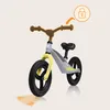 A balance bike with graphic overlays indicating features. Produktbild-Vorschau