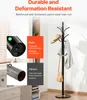 A coat rack with a hat and bag is shown, with comparison graphics highlighting product features. Anteprima dell’immagine prodotto