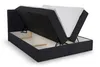 A black boxspring bed frame with the mattress lifted to reveal storage compartments. Voir les images du produit