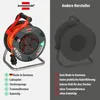 Comparison of a Brennenstuhl cable reel with features highlighted against a generic "Other Manufacturers" cable reel with missing features. Produktbild-Vorschau