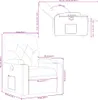 Diagram showing the dimensions of a recliner chair, with two views of the chair: one from the front and one from the side in a reclined position. Measurement lines and text indicate various dimensions. Voir les images du produit