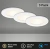 Three white LED ceiling lights are shown in a diagonal arrangement against a light gray background. Produktbild-Vorschau