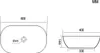 Technical drawing of a sink with dimensions. Produktbild-Vorschau