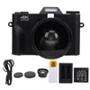 A black digital camera with accessories laid out below it on a white background. Podgląd zdjęcia produktu