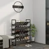 A shoe rack filled with various shoes, placed next to a bench and a houseplant in a room. Produktbild-Vorschau