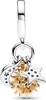 A close-up studio shot of a silver and gold charm. Produktbild-Vorschau