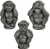 3er Set Skulpturen Minai Kikanai Iwanai Affen Steinguss Produktbild-Vorschau 1