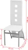 A white dining chair with dimensions indicated by red lines and text. Náhled obrázku produktu
