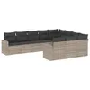 vidaXL 10-tlg. Garten-Sofagarnitur mit Kissen Hellgrau Poly Produktbild-Vorschau 1