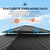 Close-up of a gazebo roof with text and graphics explaining its features. Produktbild-Vorschau