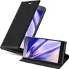 A black flip case for a Sony Xperia XZ1 Compact phone is shown, with the phone inside and partially open. Náhľad obrázku produktu