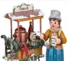 A miniature wooden Christmas decoration depicting a punch cart with a vendor. Produktbild-Vorschau