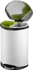 A white recycling bin with a silver lid and a green compartment. Voir les images du produit