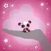 A small toy panda sits on a stylized hand against a pink background with stars and bokeh effects. Náhled obrázku produktu