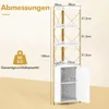 A diagram showing the dimensions and weight capacity of a corner shelving unit with a cabinet. Náhled obrázku produktu