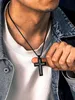 Collana con croce in acciaio inossidabile e catena di grano Anteprima dell’immagine prodotto 3