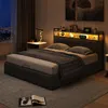 Cama tapizada LED UnboxG de 140x200 cm, con gran espacio de Vista previa de la imagen del producto 1