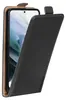 A black flip case for a smartphone is shown with the front cover partially open. Anteprima dell’immagine prodotto