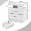 A white nightstand with dimensions indicated by measurement lines and text. Náhled obrázku produktu