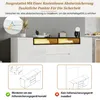 A sideboard with LED lighting and two inset diagrams showing how to install an anti-tip device. Produktbild-Vorschau