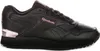 A side view of a black Reebok shoe with pink accents. Voir les images du produit