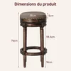 Tabouret de bar en bois pivotant, rembourré, design rétro Voir les images du produit 9
