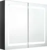 vidaXL LED zrcadlová skříňka do koupelny lesklá černá Náhled obrázku produktu 1