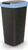 A black trash can with a blue lid and rim, shown from a front-facing angle against a white background. Produktbild-Vorschau