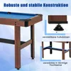 A close-up view of a billiard table with text overlays highlighting its features. Produktbild-Vorschau