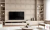 A modern living room with a TV, shelves, and furniture. Anteprima dell’immagine prodotto