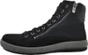 A side view of a black leather high-top boot with a gray sole and a zipper. Anteprima dell’immagine prodotto