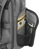 Close-up view of an open pocket on a gray backpack. Anteprima dell’immagine prodotto