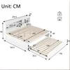 A diagram showing the dimensions of a white bed frame with an integrated trundle bed. Náhled obrázku produktu