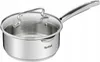 A stainless steel saucepan with a glass lid and a silver handle, shown against a white background. Produktbild-Vorschau