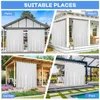 A collage of four images showing outdoor curtains used in different settings like a patio, porch, garden, and by a pool. Produktbild-Vorschau