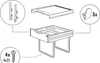An exploded view diagram showing the components of a trash can system for cabinets, along with fasteners and clips. Produktbild-Vorschau