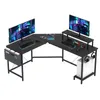 Gaming Schreibtisch PC Tisch Computer-Bürotisch in Schwarz Produktbild-Vorschau 1