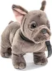 A plush toy French Bulldog with a collar and leash. Produktbild-Vorschau