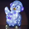LED Pinguin mit Schal und Ohrenwärmer - Acrylfigur - 70 kaltweiße LED - H: 46cm - Timer - Außentrafo Produktbild-Vorschau