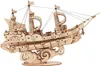 A 3D wooden model of a sailing ship on a stand. Produktbild-Vorschau