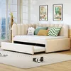 Letto imbottito a L Merax 140×200 cm con letto estraibile, Anteprima dell’immagine prodotto 5