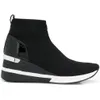 A black sock sneaker with a wedge heel and silver and white accents. Anteprima dell’immagine prodotto