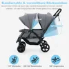 A diagram illustrating the adjustable backrest angles of a double stroller. Produktbild-Vorschau