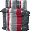 Winter Bettwäsche 200x220 cm kariert grau silber rot modern Produktbild-Vorschau 1