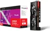 A graphics card and its packaging are displayed side-by-side against a white background. Náhľad obrázku produktu