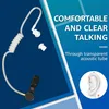 A product image showcasing a transparent acoustic tube headset with text highlighting its features. Produktbild-Vorschau