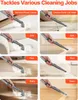 Collage of images showing a cleaning tool being used on different surfaces like carpet, sofa, floor, and stairs. Anteprima dell’immagine prodotto