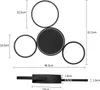 A diagram showing the dimensions of a modern black ceiling light with multiple rings. Voir les images du produit